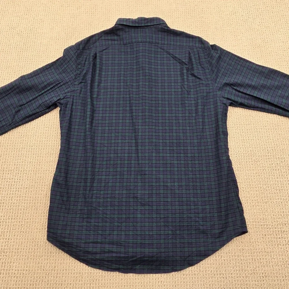 Polo Ralph Lauren Slim Fit Button Shirt Navy Blue Green‎ Plaid Mens XL